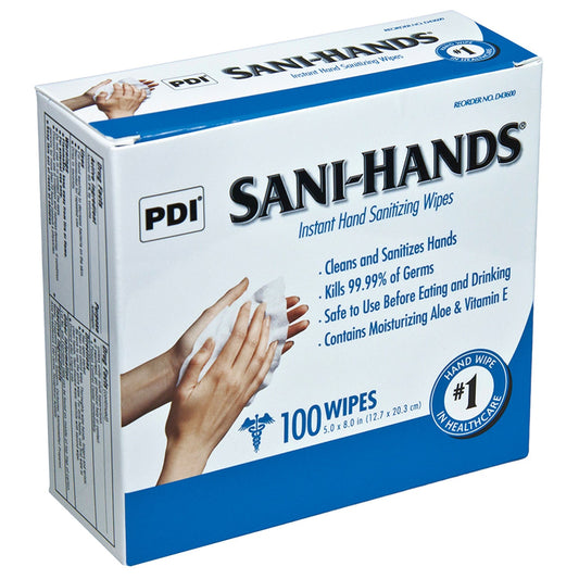 PDI Instant Hand Sanitizing Wipe, 5" x 8", 100/bx