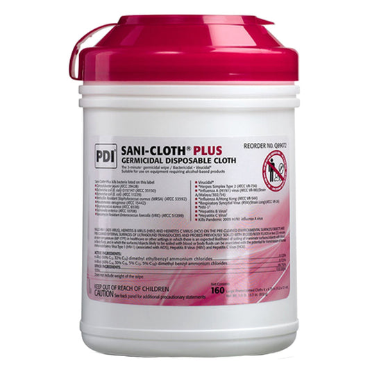 PDI Plus Germicidal Disposable Cloth, Large 6" x 6¾", 160/Cannister