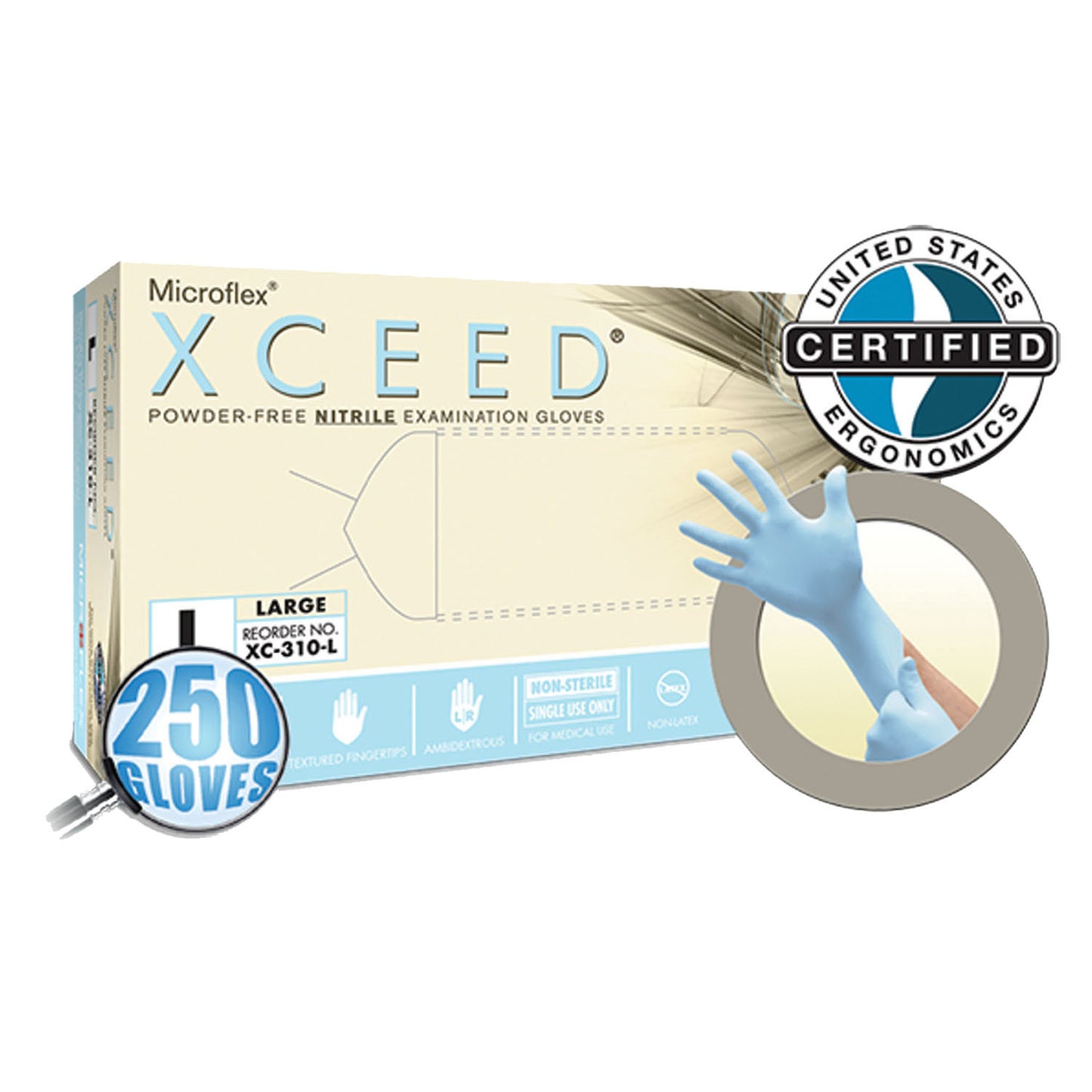 Microflex® XCEED® Gloves Large (250/Bx)