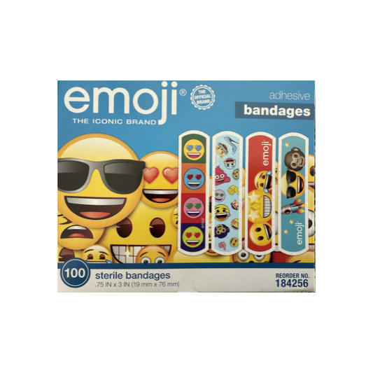 Emoji Adhesive Bandages, 3/4" x 3" Strips, 100/bx